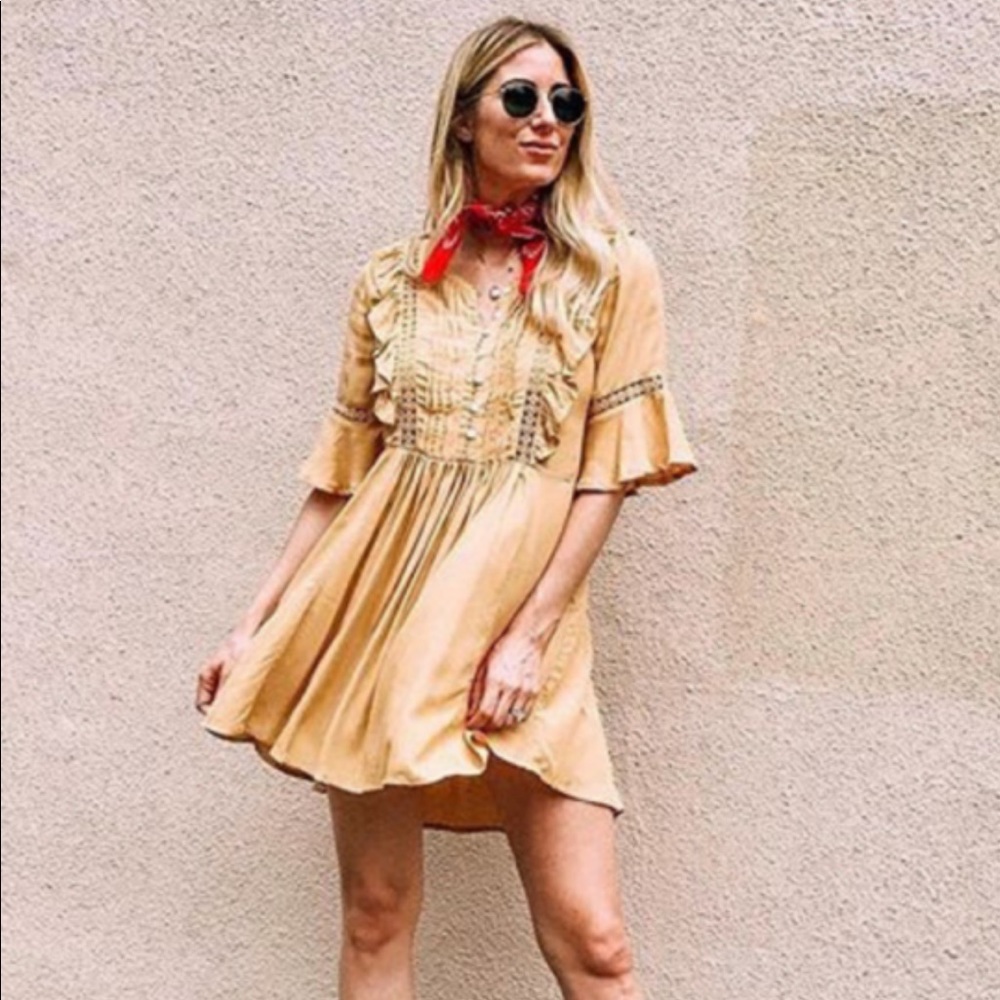 Golden Baby Doll Dress